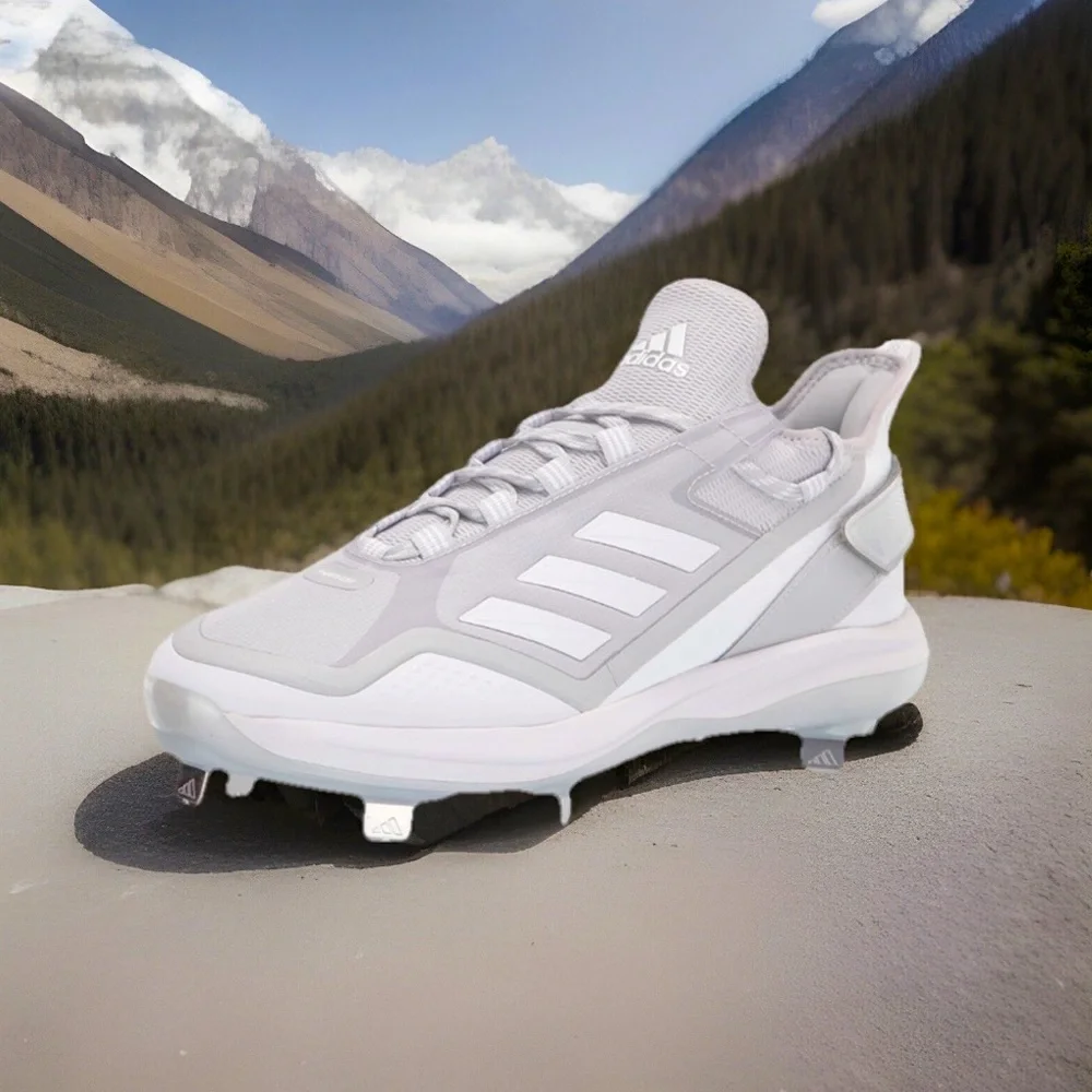 Adidas Icon 7 Boost Metal Cleat Baseball Heel Strap Shoe WHITE | SILVER Sz 13